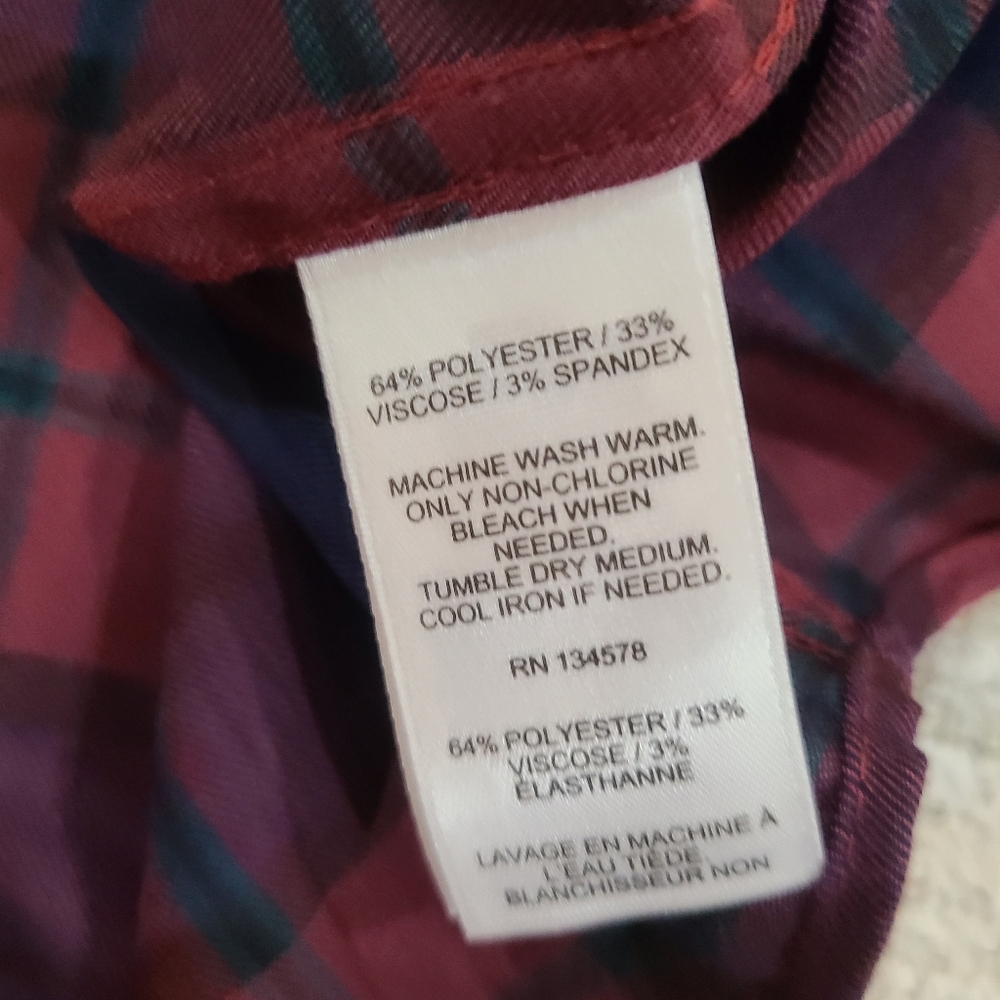 NEW VINEYARD VINES OTG brushed twill classic fit plaid shirt MED Burgundy Navy - Picture 5 of 9